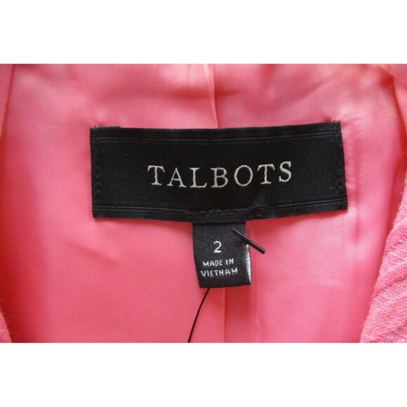 NWT TALBOTS Women's Pink Textured Floral Button Front Blazer Jacket 2 - Picture 2 of 6
